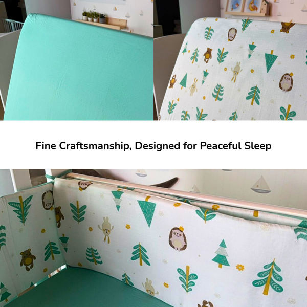 [Jarrons & Co] Happy Cot Bedding Set - Green Forest/ Dreamy Pink (6PCS)