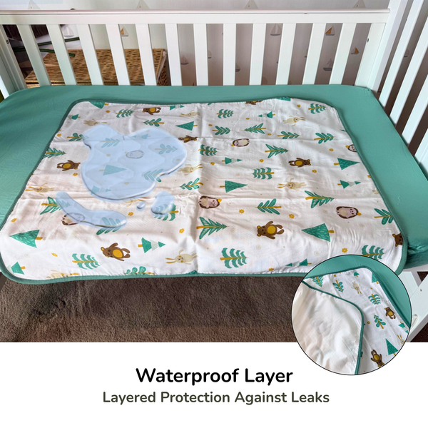 [Jarrons & Co] Happy Cot Bedding Set - Green Forest/ Dreamy Pink (6PCS)