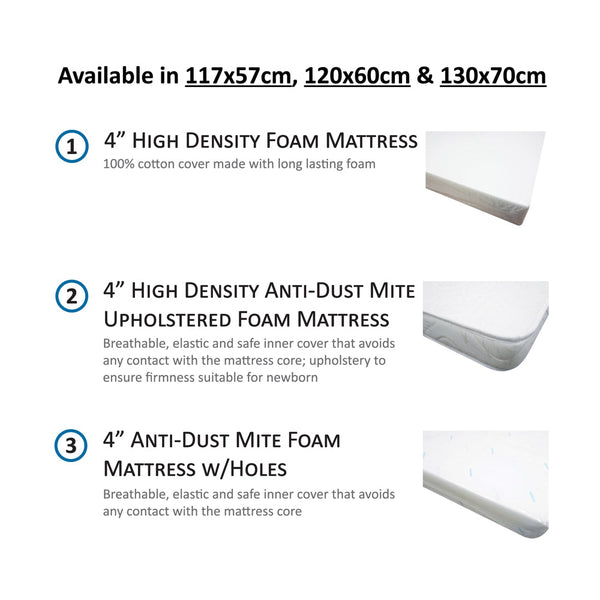 Happy Cot 4" High Density Foam Mattress [PREORDER ETA 4-6 WEEKS]
