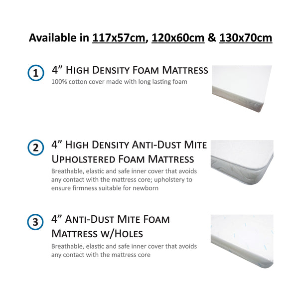 4" Anti Dust Mite Foam Mattress w/ Holes - Green