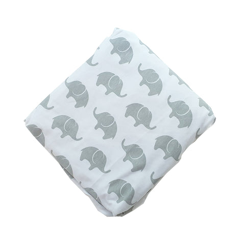 100% Cotton Fitted Sheet - Grey Elephants