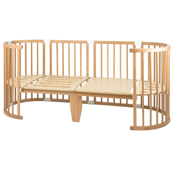 Happy Forever 7-in-1 Convertible Oval Baby Cot - Natural / White