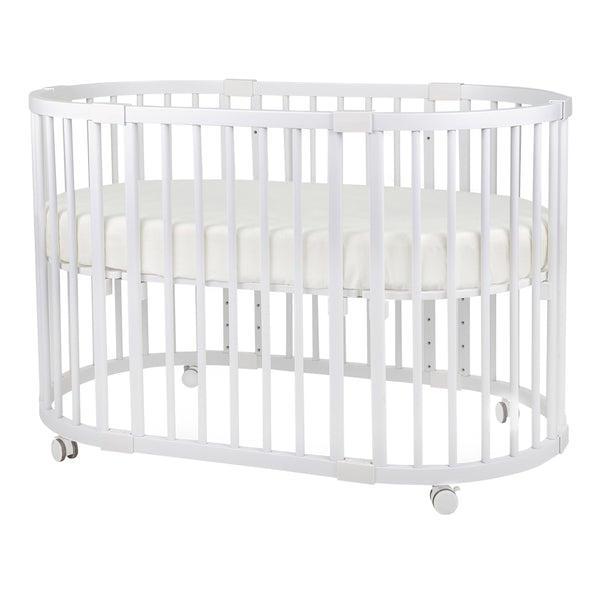 Happy Forever 7-in-1 Convertible Oval Baby Cot - Natural / White